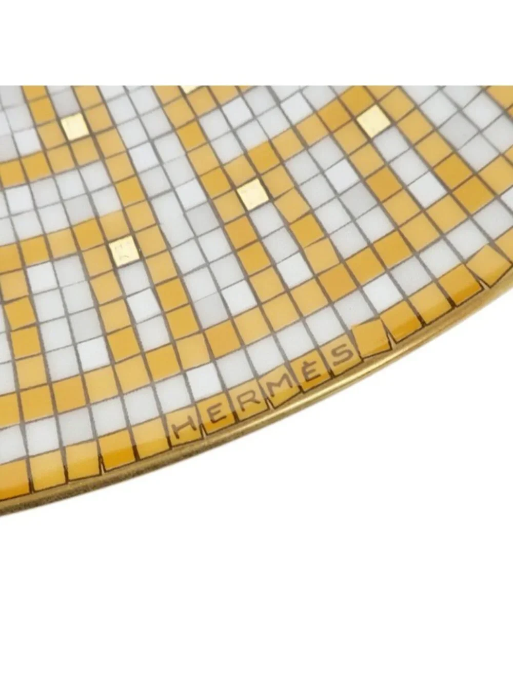 Hermes Dessert Plate Mosaic Vanquatre Gold Pottery Accessories